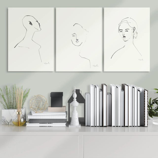 2020s "Faces" Original Set of Three Ink Drawings by Yuki Osada For Sale - Image 5 of 5