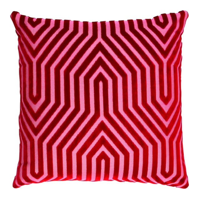 Vanderbilt Velvet Pillow Cover in Fuchsia, 22x22 Pillow For Sale