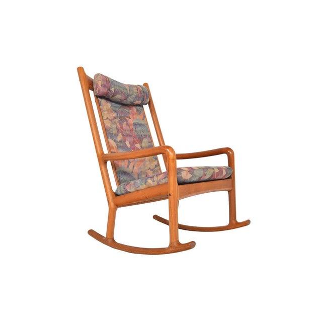 1960s Danish Modern Solid Teak Highback Rocking Chair For Sale - Image 5 of 5