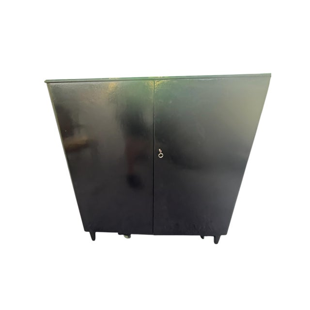 Vintage Scandinavian Linen Cabinet Attributed to Bodafors With Custom Black Mirror Top For Sale - Image 9 of 14