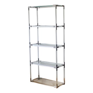 1970s Charles Hollis Jones Style Lucite Aluminum Sculptural Étagère Shelving Room Divider For Sale