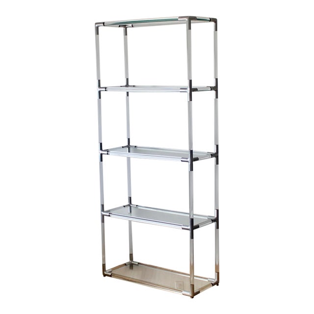 1970s Charles Hollis Jones Style Lucite Aluminum Sculptural Étagère Shelving Room Divider For Sale