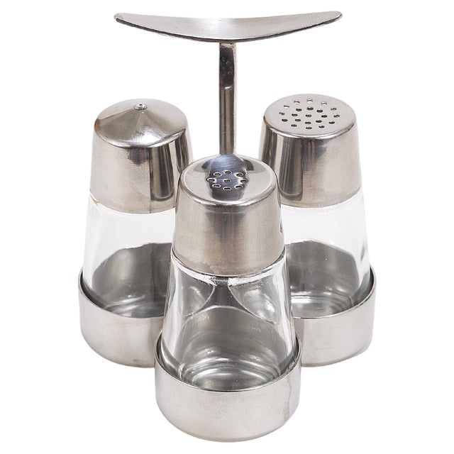Salt and Pepper Menage Condiment Set by Marianne Dezel for Berndorf, 1960s For Sale