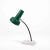 Desk lamp 'model 838' made by sis in germany. The metal lampshade is a deep green color. The flexible gooseneck is chrome...