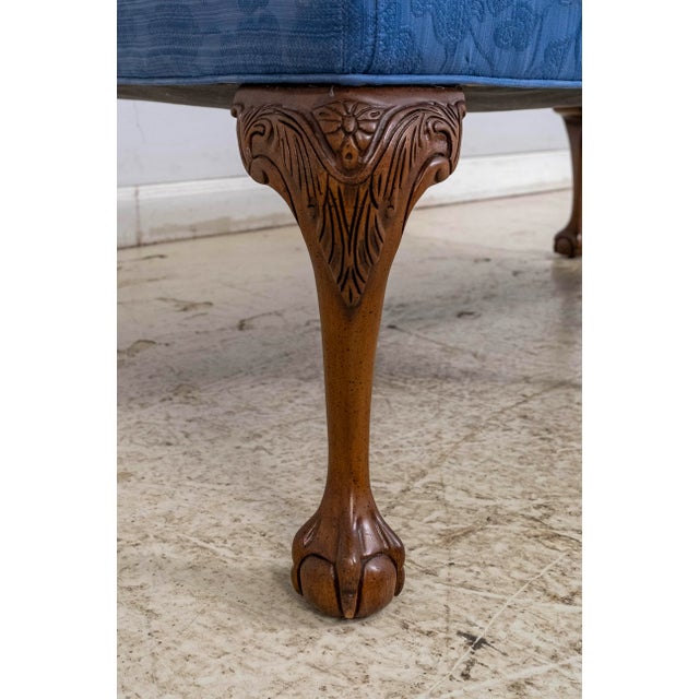 Sherrill Blue Upholstered Ball & Claw Large Ottoman Bench For Sale In Philadelphia - Image 6 of 11