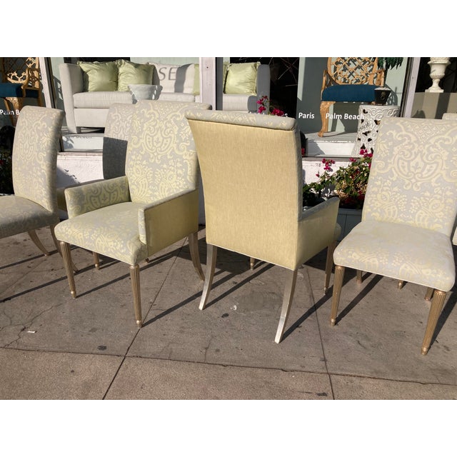 Contemporary Fortuny Dining Chairs With Silver Leaf Finish - Set of 6 For Sale - Image 3 of 13