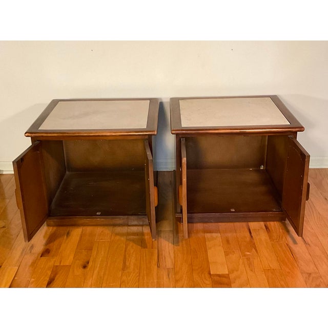 Mid-Century Modern Pair 1960s Mid Century Modern Lane Square End Tables Two Door Cabinets For Sale - Image 3 of 12