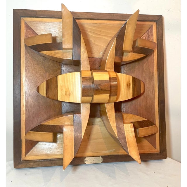 1980s 1980s Large Hand Carved Wood Original Alex Sterin Dimensional Wall Sculpture Statue For Sale - Image 5 of 12