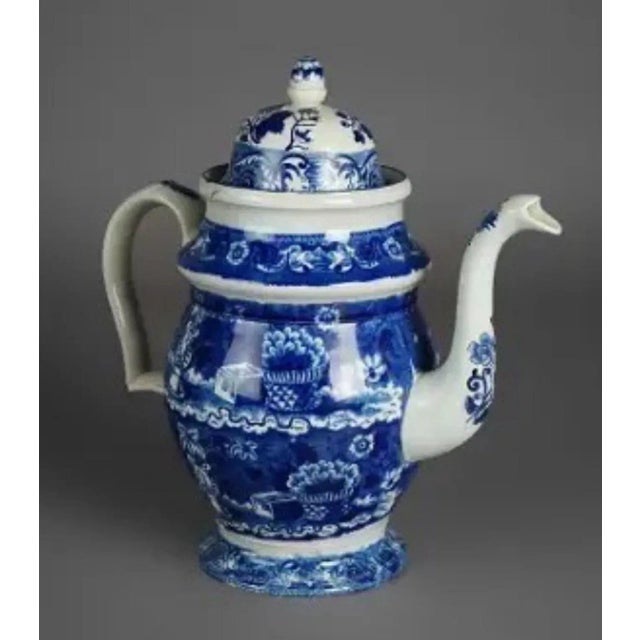 Antique Stevenson Staffordshire Pottery Transferware Coffee Tea Pot For Sale - Image 4 of 11