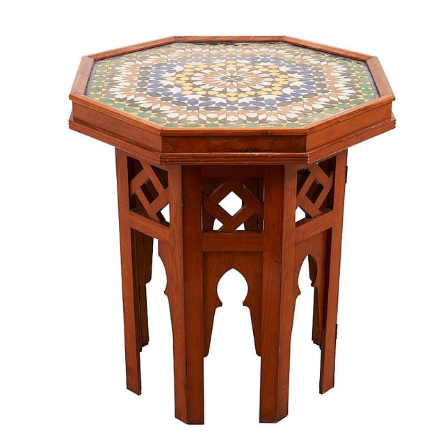 1940s Schumacher French Patterned Ceramic Top Side Table For Sale In New York - Image 6 of 6