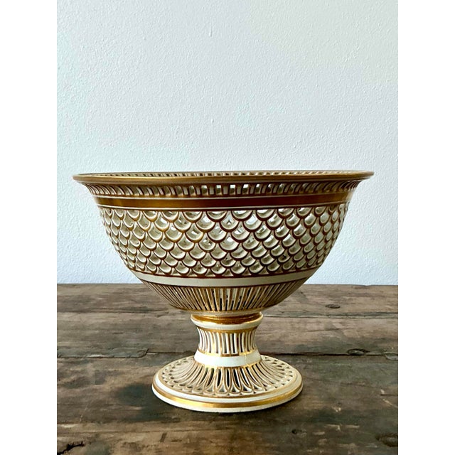 Vintage Regency Pierced Porcelain Bowl For Sale - Image 9 of 12