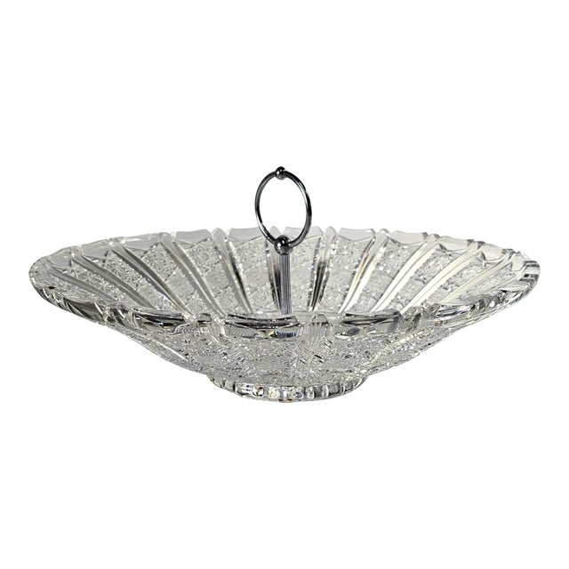 Bohemian Queen Anne's Lace Centerpiece Bowl Tidbit Dish 14" For Sale