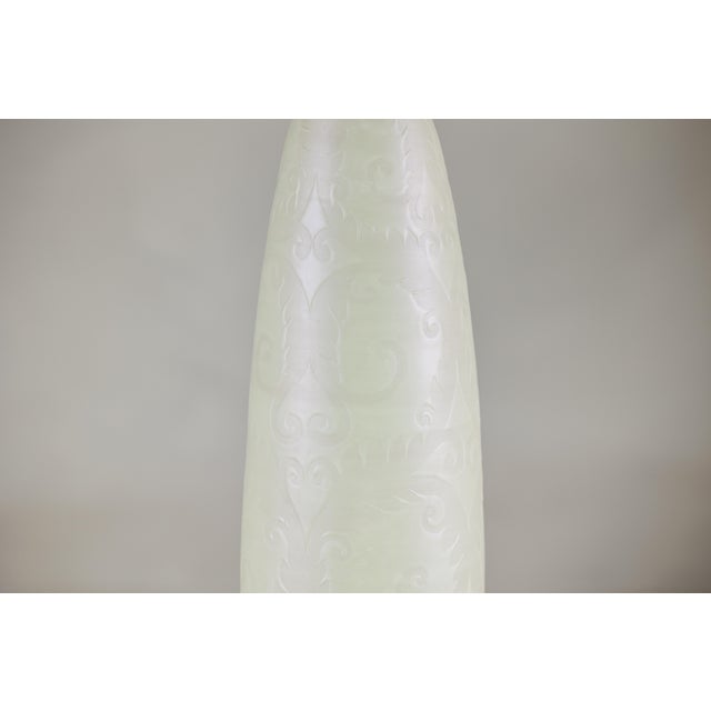 Artisan Tall White Ceramic Vase with Subtle Relief Decoration For Sale - Image 4 of 18