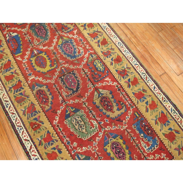 Traditional Colorful Early 20th Century Antique Karabagh Caucasian Runner - 3'4" x 9'8" For Sale In New York - Image 6 of 6
