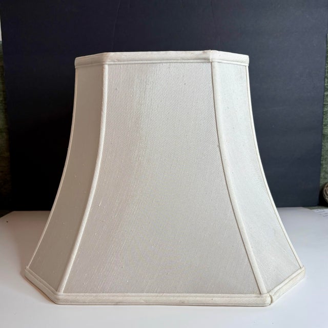 Vintage Mid-Century Modern Ivory Octagonal Bell Lamp Shade For Sale In Miami - Image 6 of 12