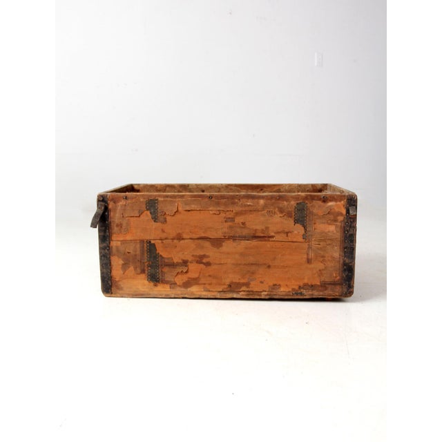 Brown Antique Trunk Base Primitive Storage Box For Sale - Image 8 of 16