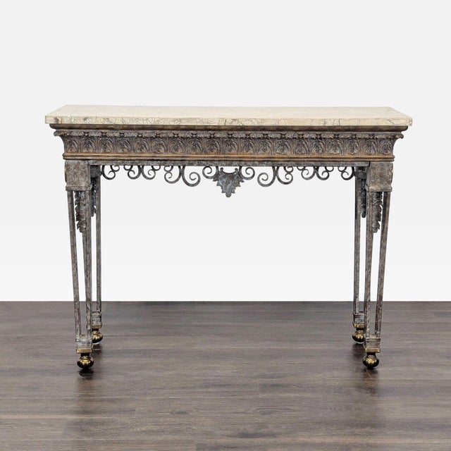 2010s Maitland Smith Marble Top Console Table For Sale - Image 5 of 11