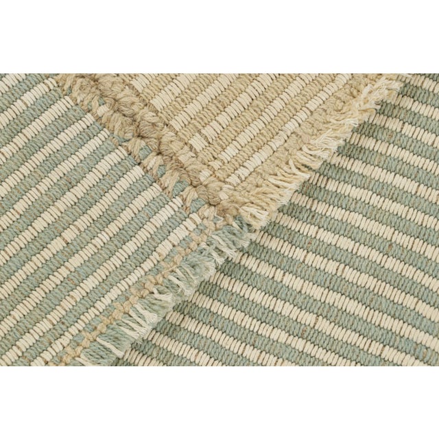 Textile Rug & Kilim’s Contemporary Kilim in Beige, Blue and White Textural Stripes For Sale - Image 7 of 7
