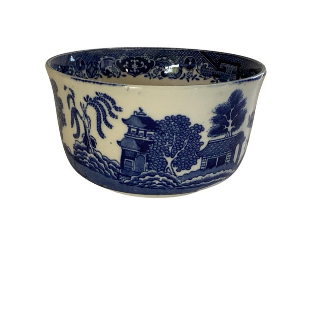 Antique Buffalo Pottery Blue Willow Oatmeal Berry Bowl - Semi-Vitreous Made in USA 1917. Approx. 3” High x 5 ⅜” Diameter x...