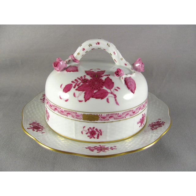 7-1/2" Herend Chinese Bouquet Raspberry Round Cheese Dish For Sale - Image 13 of 13
