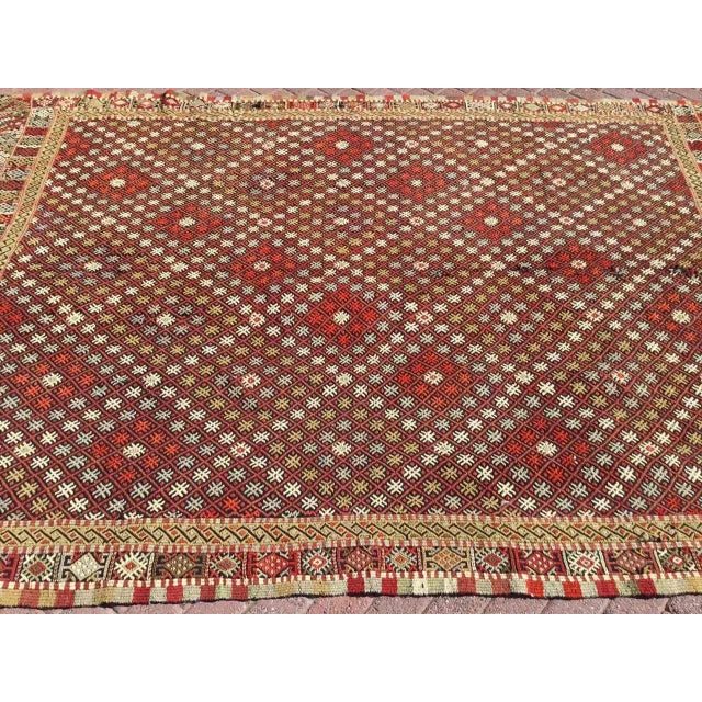 Rustic Vintage Turkish Kilim Rug - 83" X 126" For Sale - Image 3 of 11