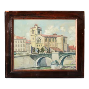 1932 French Cityscape Oil Painting