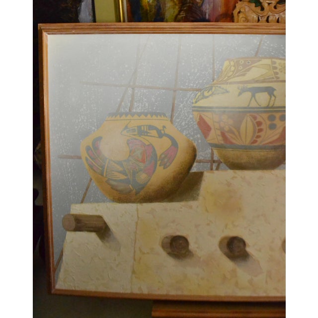 Vintage Frank Ferrante Oil Painting Signed Huge Southwestern Pottery 60 ...