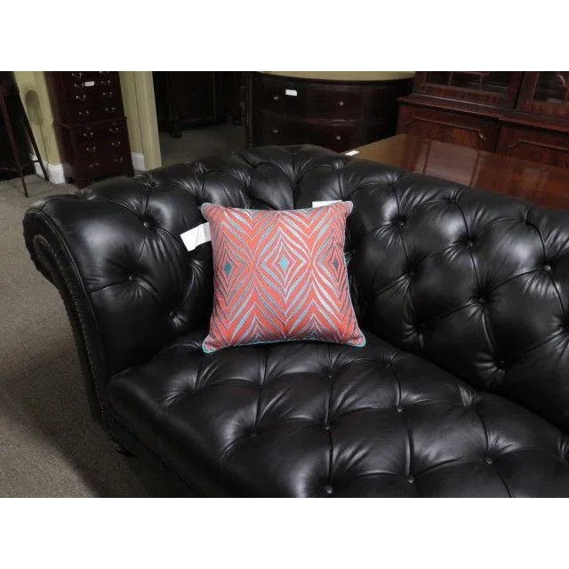 Contemporary Mina Victory by Nourison Embroidered Chevron Coral Pillow For Sale - Image 3 of 6