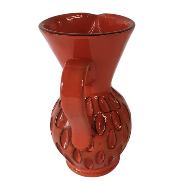 Mid-Century Modern Orange & Black Sgraffito Pitcher, Made in Italy For Sale - Image 4 of 12