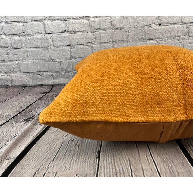 20 x 20 Hemp Pillow Turkish Cushion Natural Orange Pillow Cushion Cover For Sale - Image 4 of 4