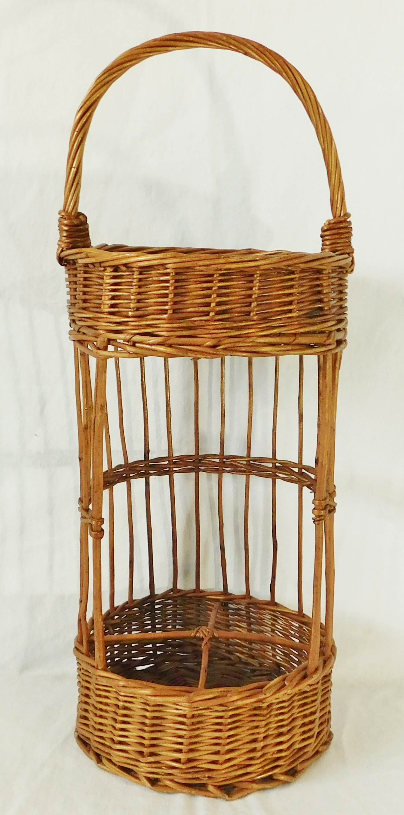 Wicker Wine Bottle Wine Holder Carrier Vintage Picnic Basket as is 14