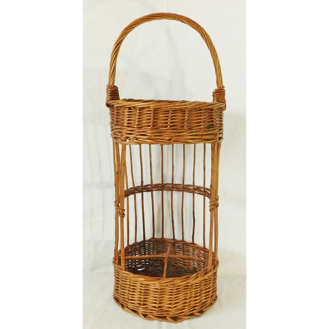 Vintage Wicker Wine Bottle Holder With Handle Chairish