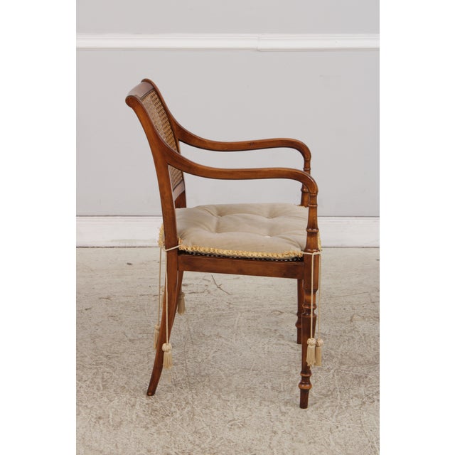 Wood Pair English Adams Style Painted Back Cane Armchairs For Sale - Image 7 of 16