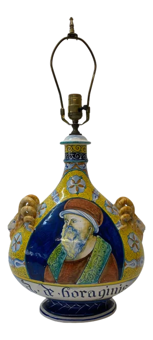 Mid Century Hand Painted Italian Table Lamp C.1950