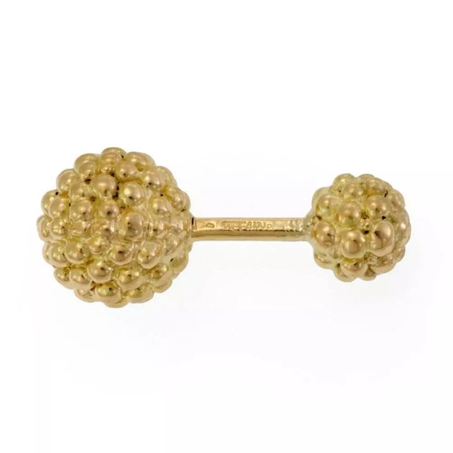 Contemporary Tiffany & Co. Vintage 18k Yellow Gold Bead Ball Stud Cufflinks For Sale - Image 3 of 4