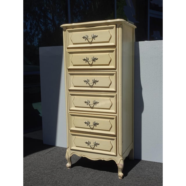 French Provincial Vintage French Provincial Authentic Henry Link Lingerie Tallboy Dresser W Brass For Sale - Image 3 of 16