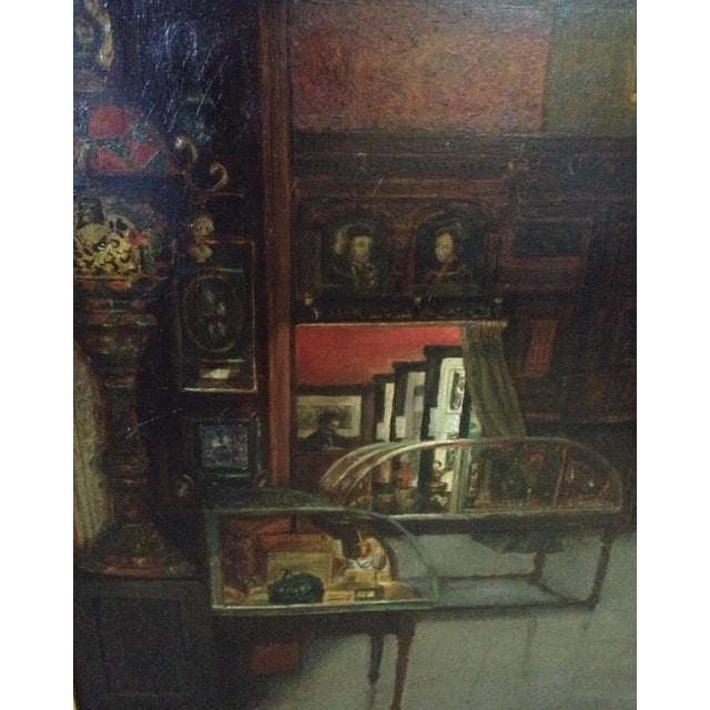 Early 20th Century Oil Painting of Asian Interior For Sale - Image 5 of 6