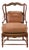 Vintage French Provincial Distressed Terracotta Red Wingback Chair With Gingham Cushions For Sale