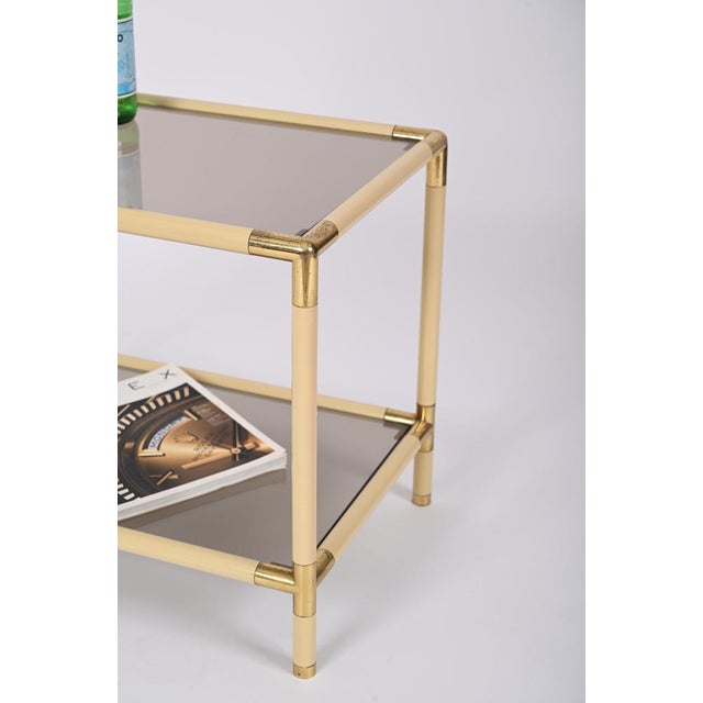Italian Metal, Brass and Smoked Glass Coffee Table from Tommaso Barbi, 1970s For Sale - Image 11 of 14