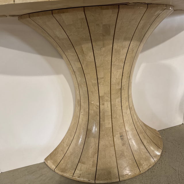 Hollywood Regency 1970s Tessellated Marble Demi Console Table Possibly by Maitland Smith For Sale - Image 3 of 3