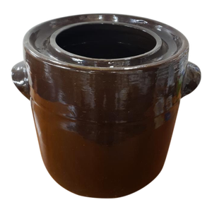 Early 20th Century American Brown Glazed Stoneware Double Handled Crock