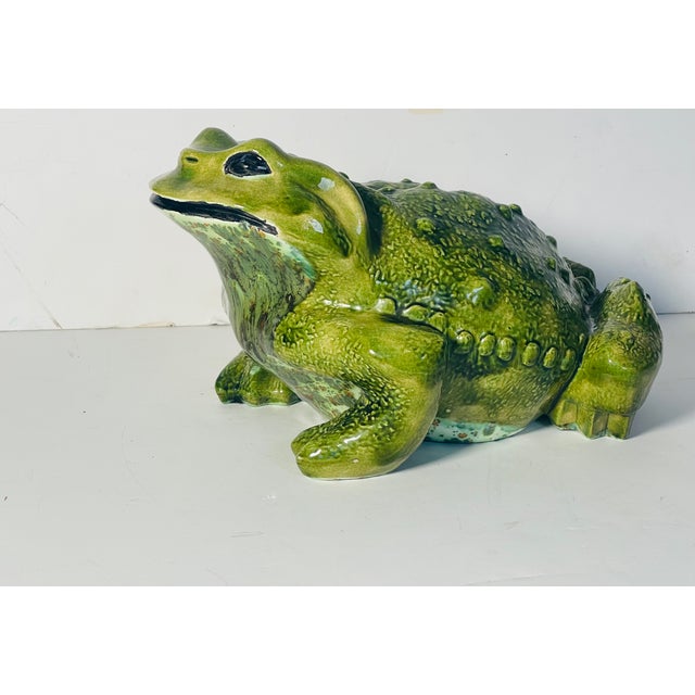 Printmaking Materials Vintage French Majolica Frog Sculpture 18” For Sale - Image 7 of 7