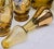 Glass Vintage Italian Murano Tre Fuochi Amber Glass Decanter & 6 Cordial Glasses – 24k Gold Gilt, Hand-Painted High Enamel Flowers For Sale - Image 7 of 12