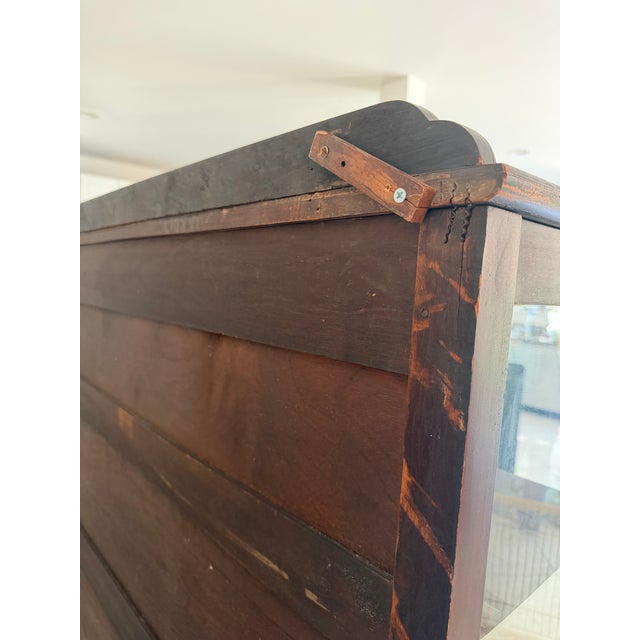 Antique Mahogany Wood Glass Curio Display Cabinet For Sale - Image 9 of 9