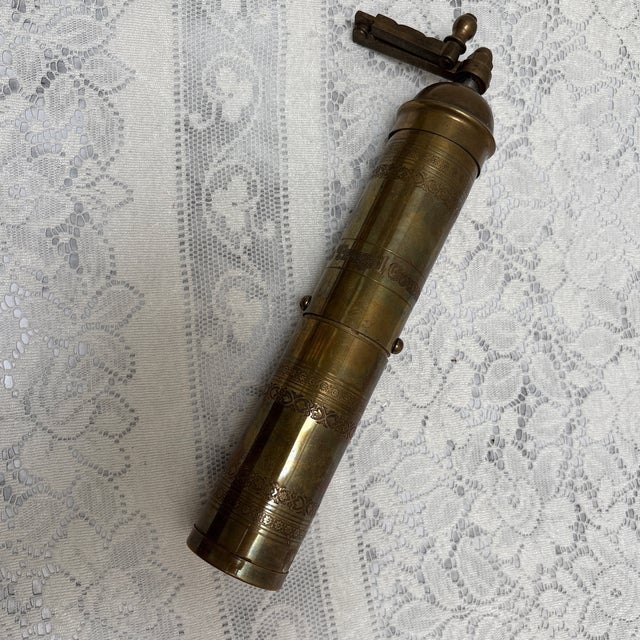 Vintage Aged Tall Brass Spice or Pepper Mill Grinder For Sale In Sacramento - Image 6 of 9