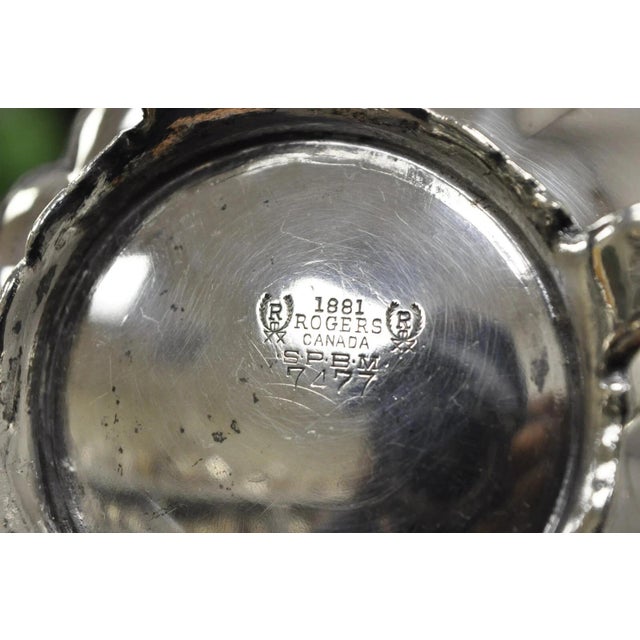 Vintage Victorian 1881 Rogers Canada Silver Plated Sugar Bowl and Creamer Set For Sale - Image 9 of 11