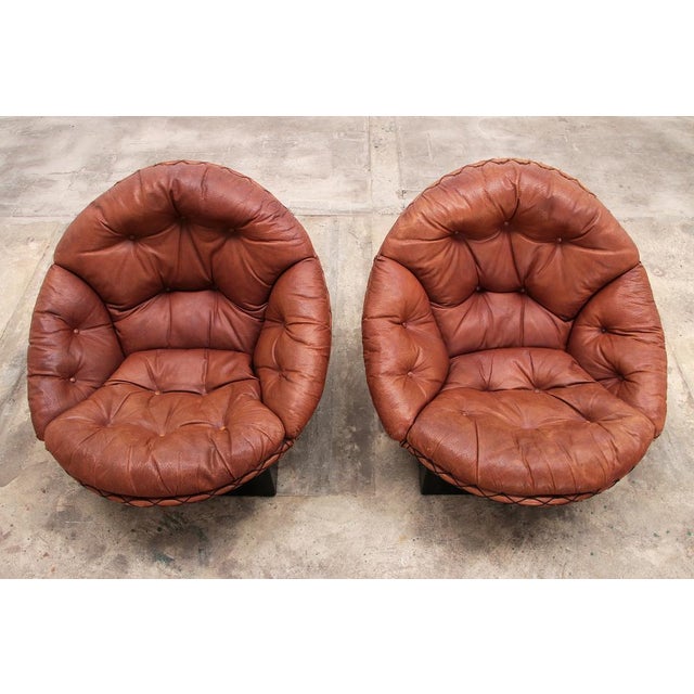 Set of Lounge Set in Cognac Color by Illum Wikkelsø for Ryesberg Møbler, 1970 For Sale - Image 10 of 17