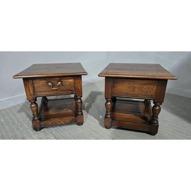 Oak Lamp Tables, 1920, Set of 2 For Sale - Image 10 of 11
