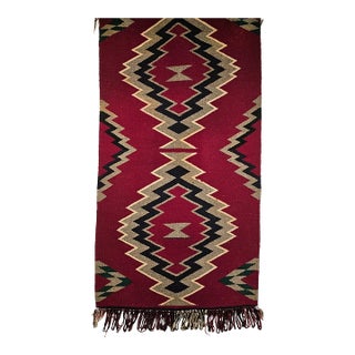 Vintage American Navajo Rug, Storm Pattern, Wool & Cotton, Southwestern Rug, 2x3 For Sale