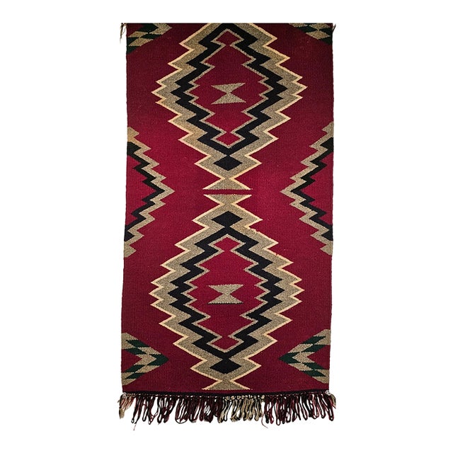Vintage American Navajo Rug, Storm Pattern, Wool & Cotton, Southwestern Rug, 2x3 For Sale